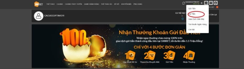 Rut tien 188BET - B1